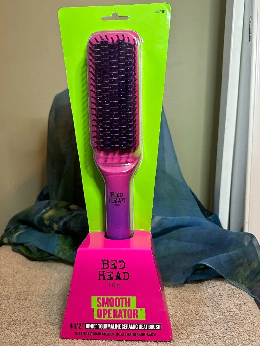 BedHead Pink and Purple Ceramic Heat Paddle Brush